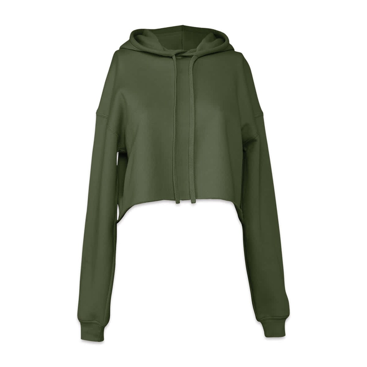 Bella + Canvas Cropped Fleece Hoodie - Military Green, Size Medium
